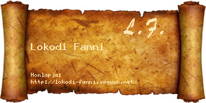 Lokodi Fanni névjegykártya